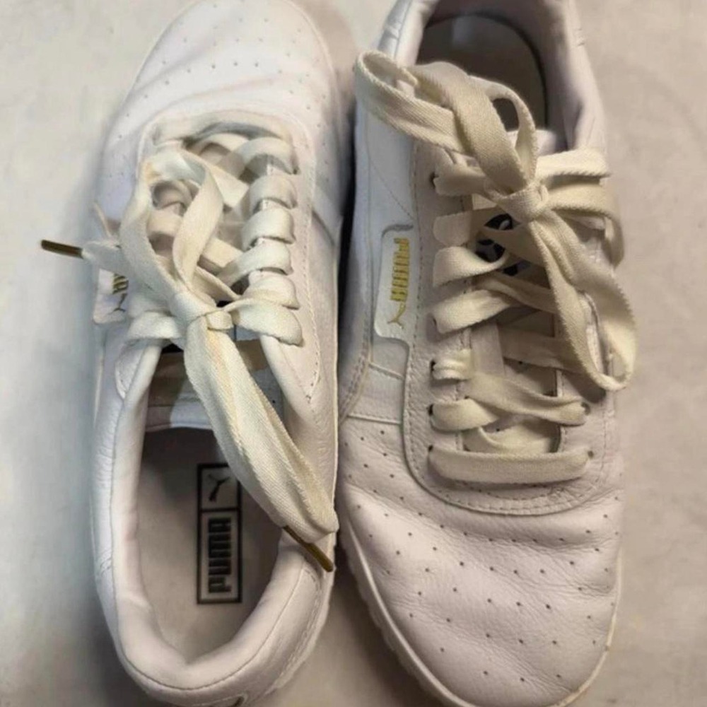 White Puma sneakers with perforations